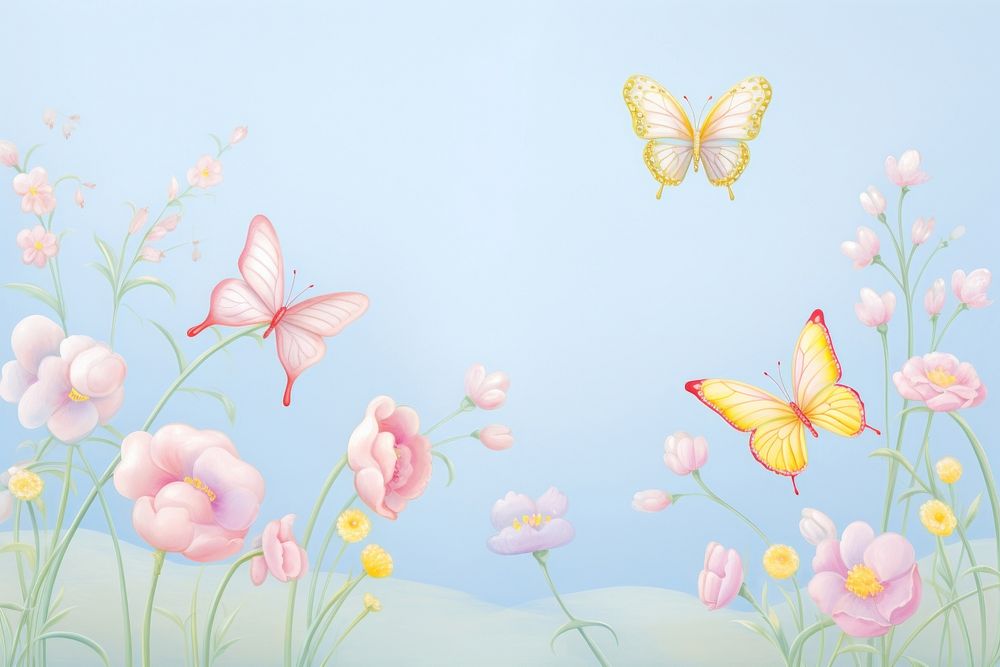 Painting of butterflies border outdoors pattern nature.