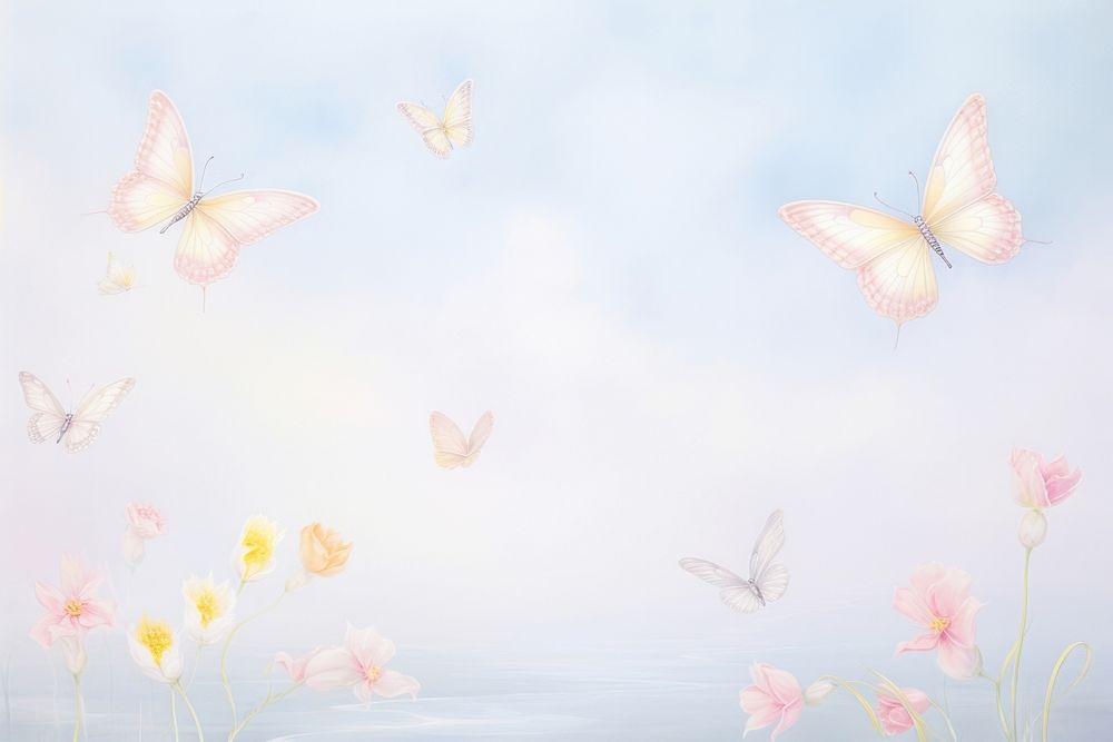 Painting of butterflies border backgrounds outdoors nature.