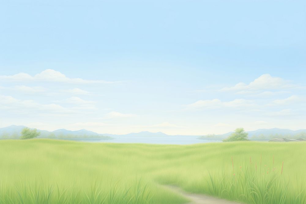 Painting of grass field border backgrounds landscape grassland.