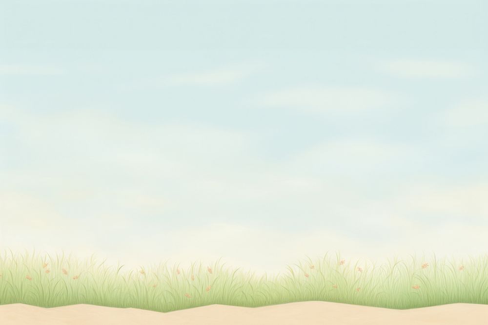 Painting of grass field border backgrounds outdoors horizon.