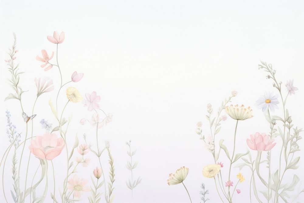 Painting of dried flowers border backgrounds pattern drawing.