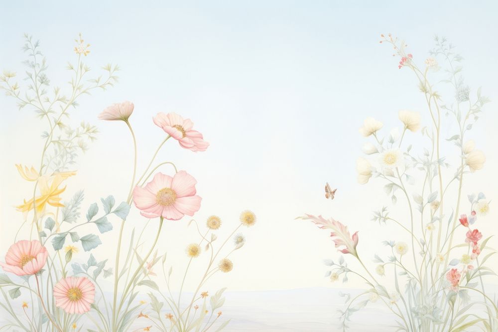 Painting of dried flowers border backgrounds pattern plant.