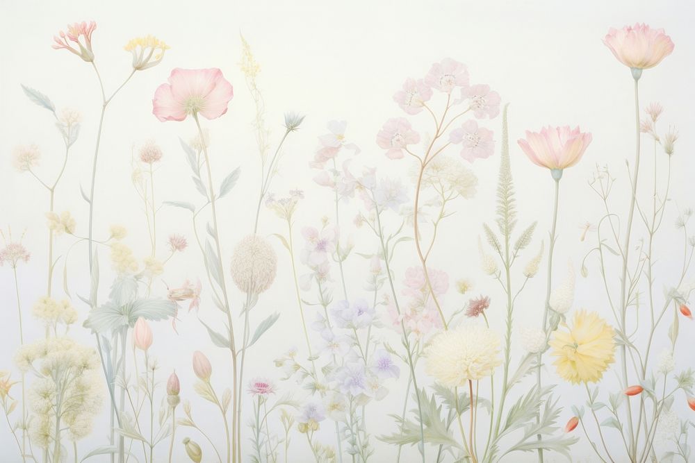 Painting of dried flowers border backgrounds pattern plant.