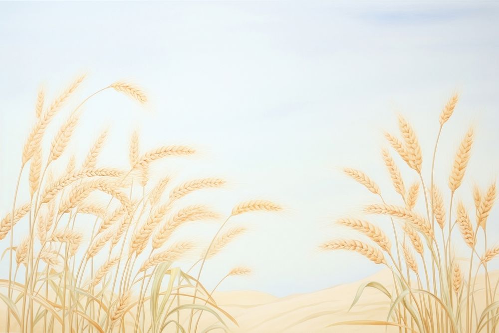 Painting of dried wheats border backgrounds landscape outdoors.
