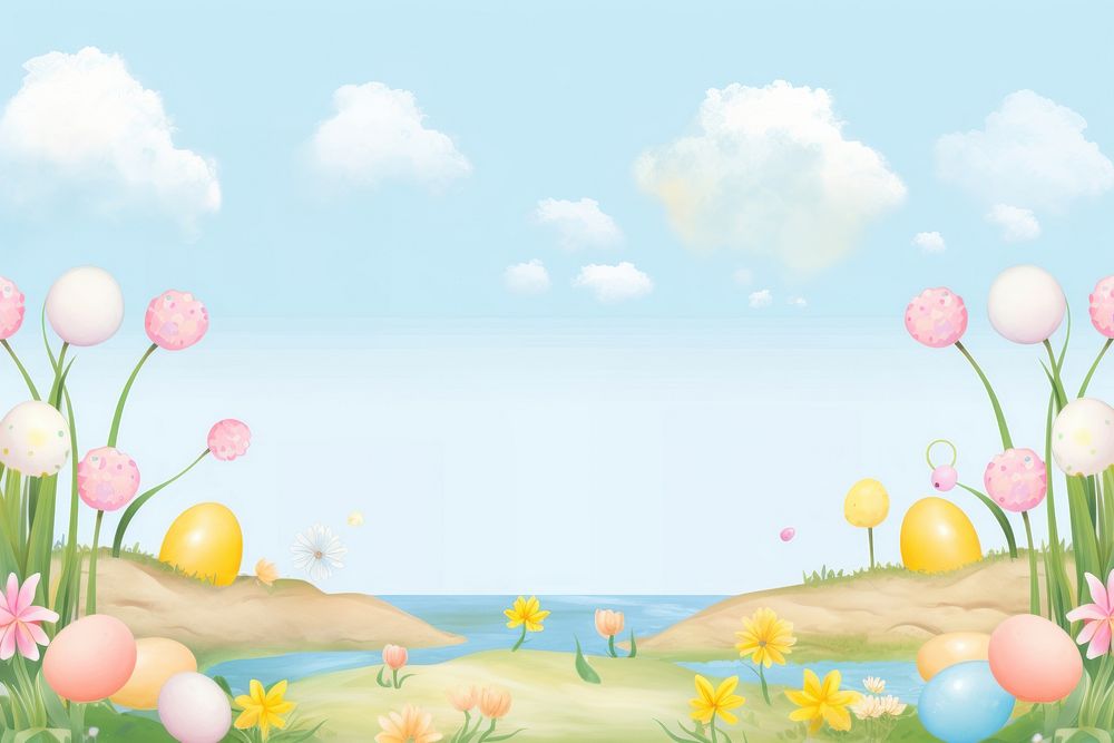 Painting of easter border backgrounds outdoors balloon.