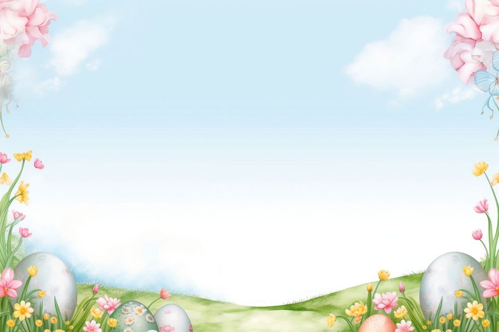 Painting of easter border backgrounds outdoors flower.
