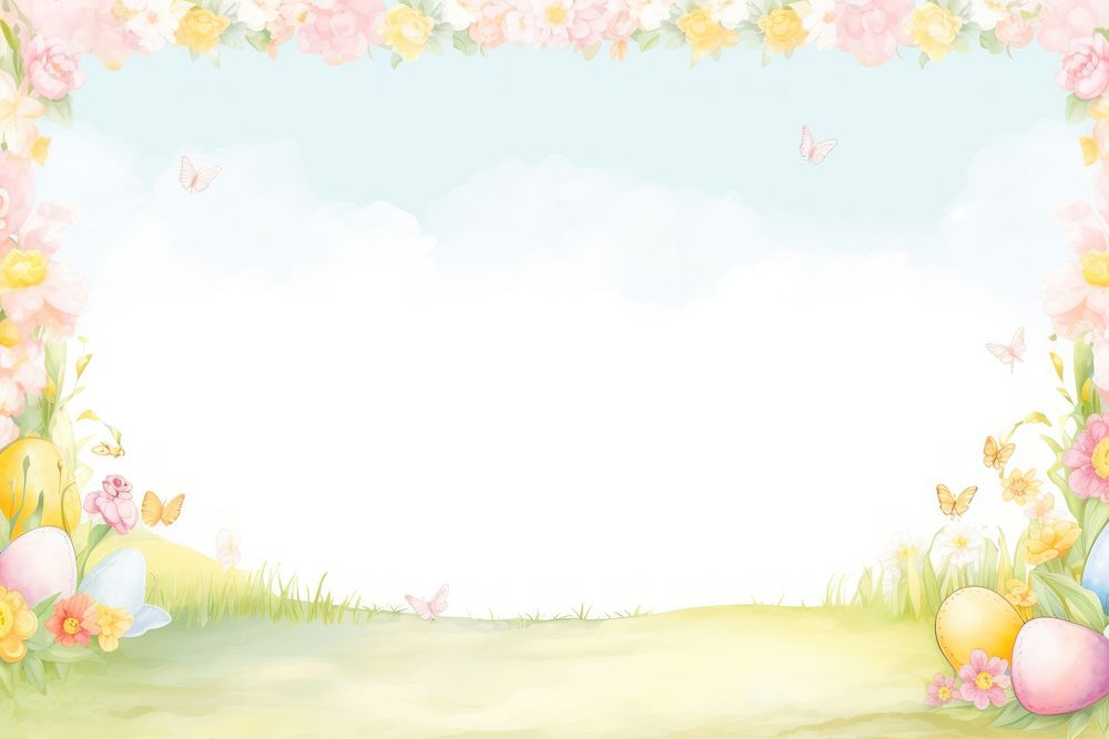 Painting of easter border backgrounds outdoors pattern.
