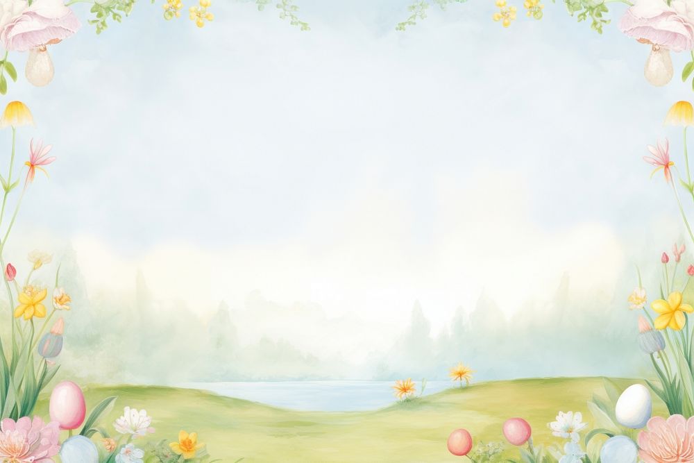Painting of easter border backgrounds outdoors nature.