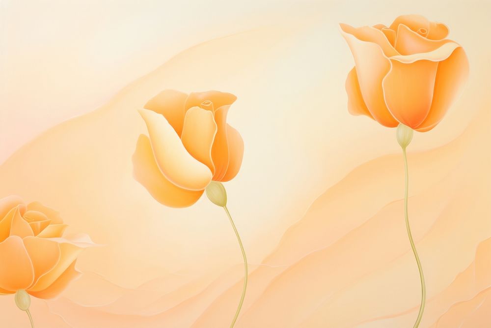 Painting of orange rose petals border backgrounds flower plant.