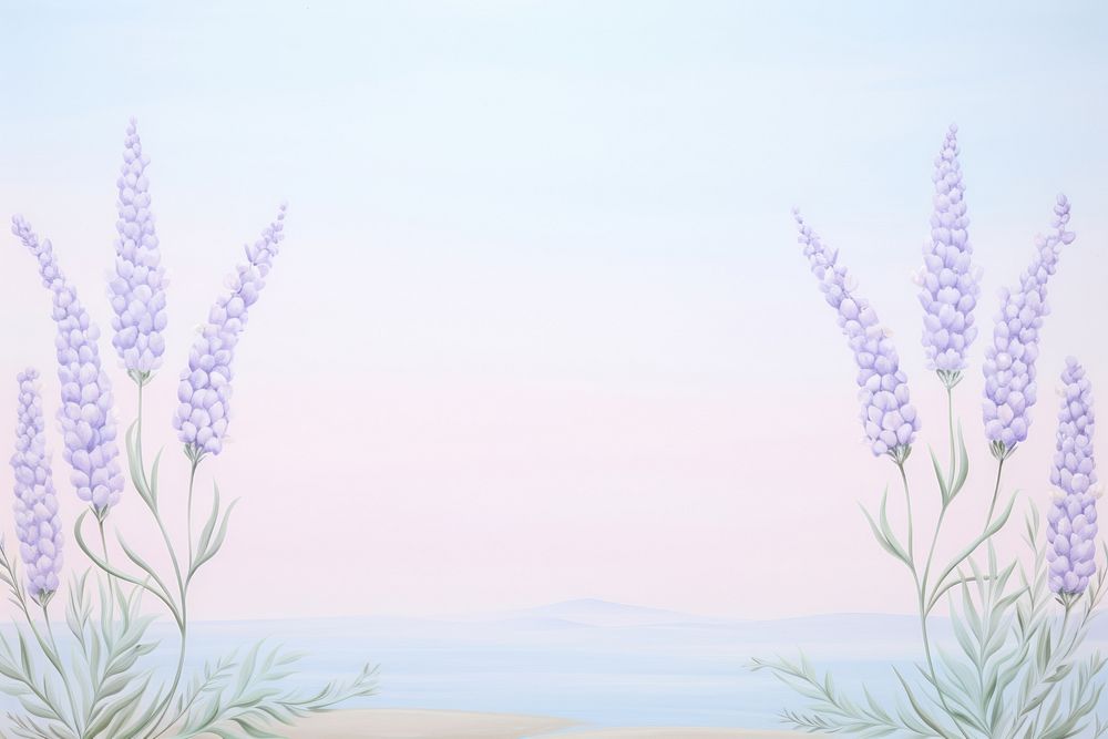 Painting of lavender flowers border backgrounds outdoors nature.