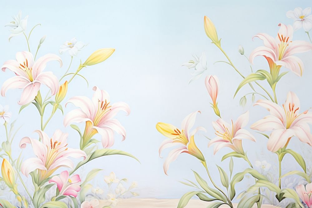 Painting of lilly flowers border backgrounds pattern plant.