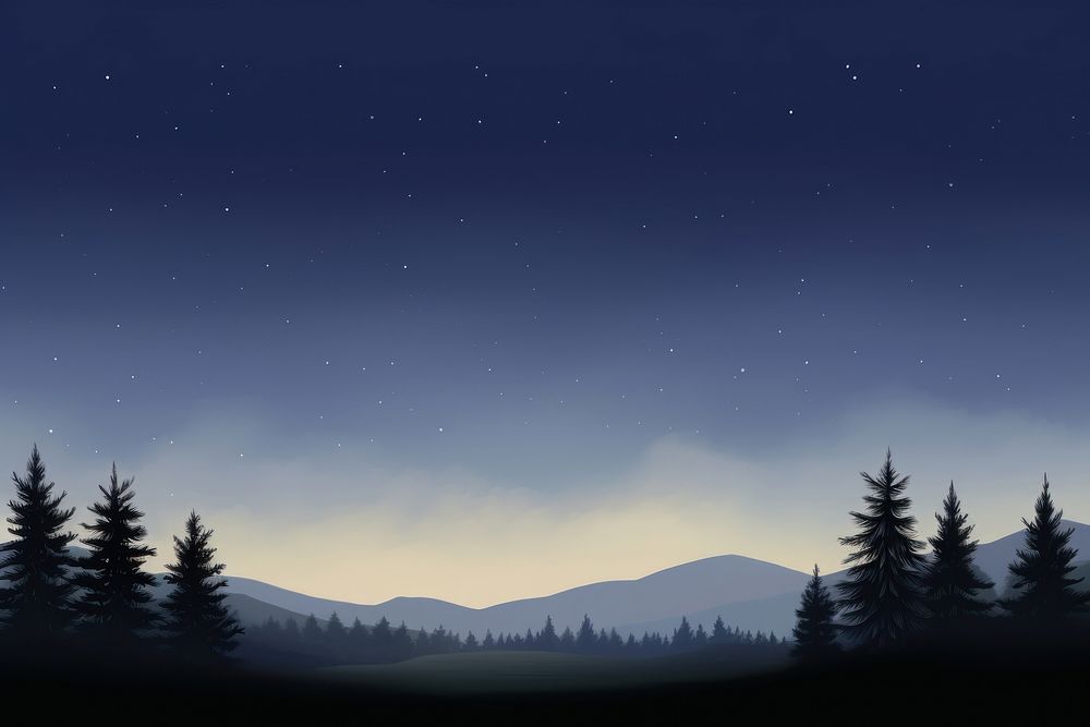Painting of night sky border landscape outdoors nature.