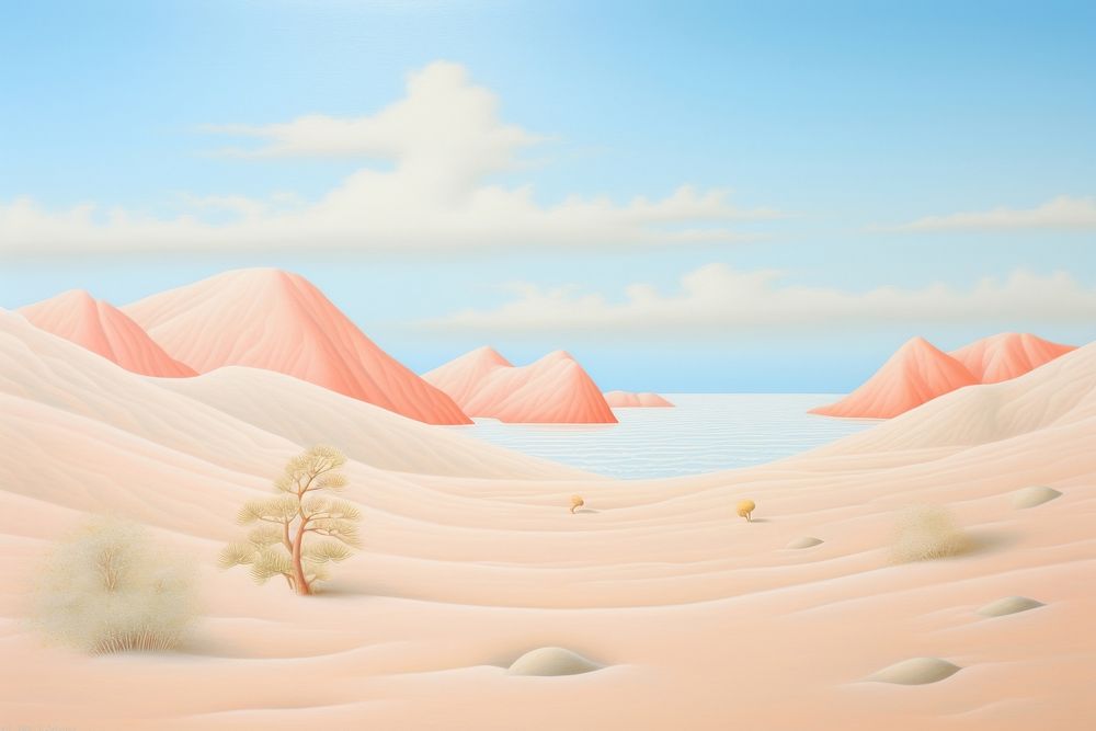 Painting of sand border backgrounds landscape outdoors.