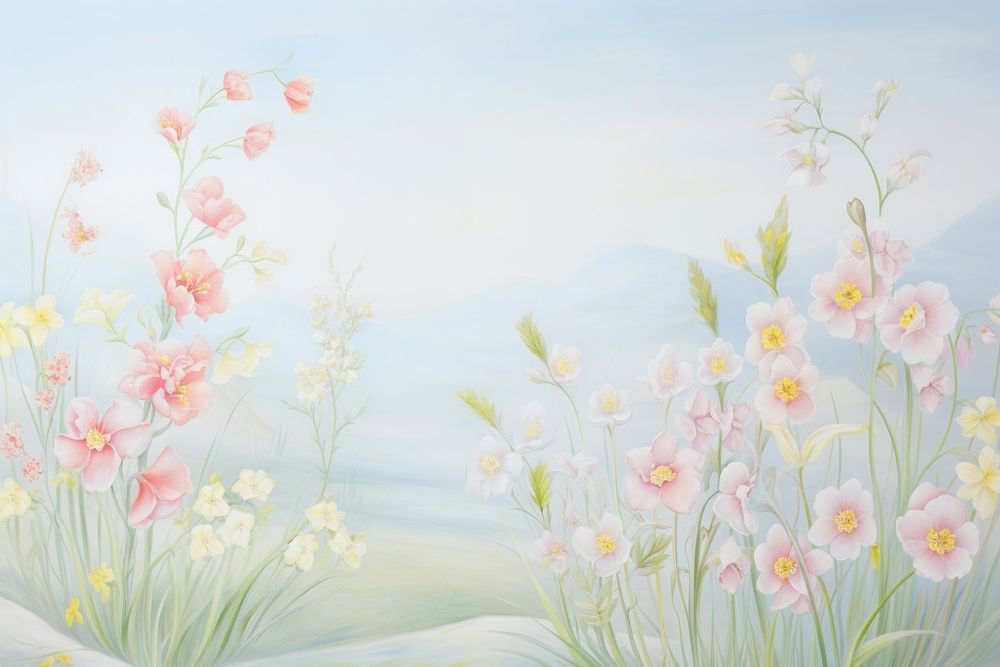 Painting of spring border backgrounds outdoors pattern.