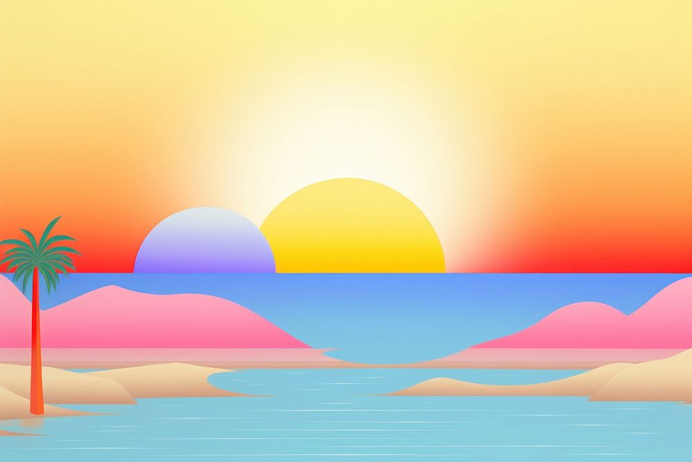 Painting of sunset border backgrounds landscape sunlight.