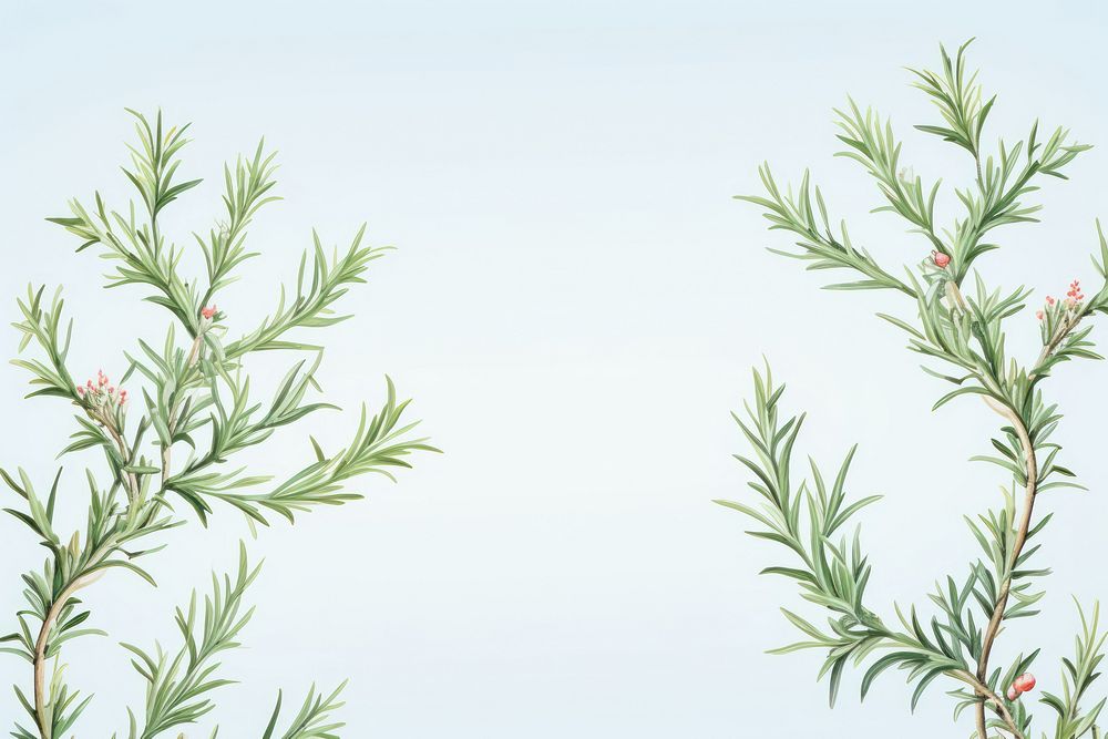 Painting of rosemary branches border backgrounds pattern plant.