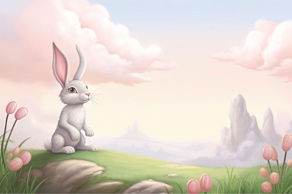Painting of rabbit border animal mammal representation.