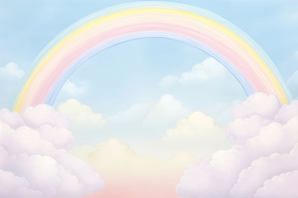 Painting of rainbow and cloud border backgrounds outdoors nature.