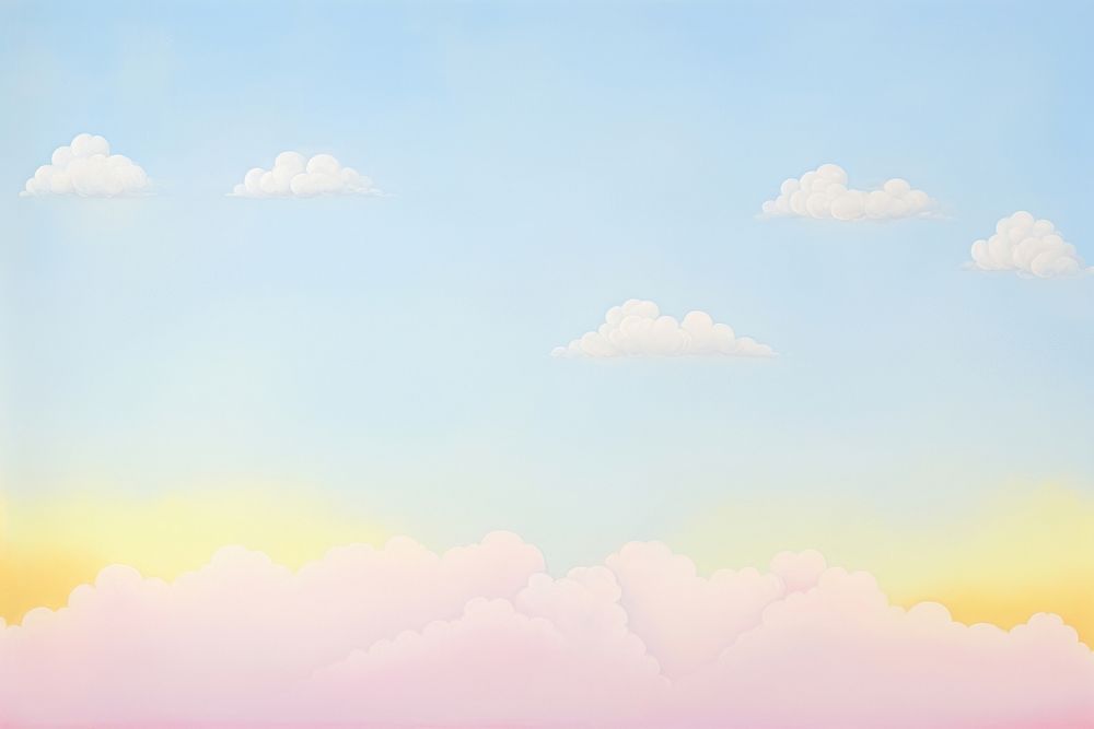 Painting of rainbow and cloud border backgrounds outdoors horizon.