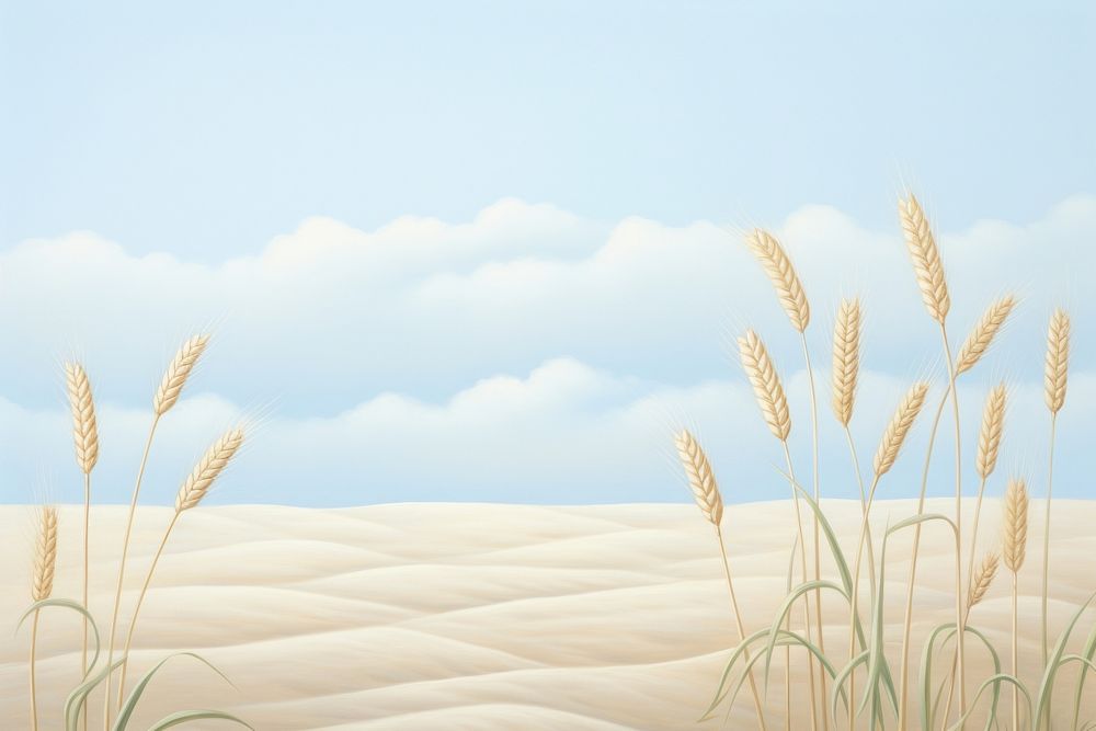 Painting of wheat file border backgrounds outdoors nature.