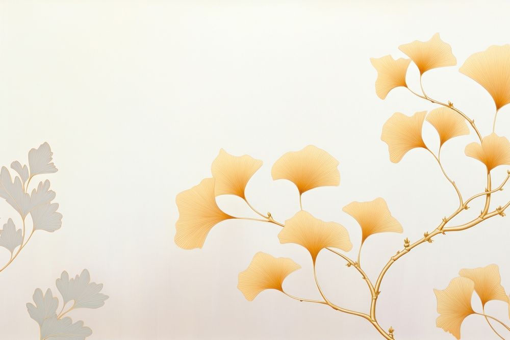 Painting of vintage gold gingko leaves border backgrounds pattern plant.