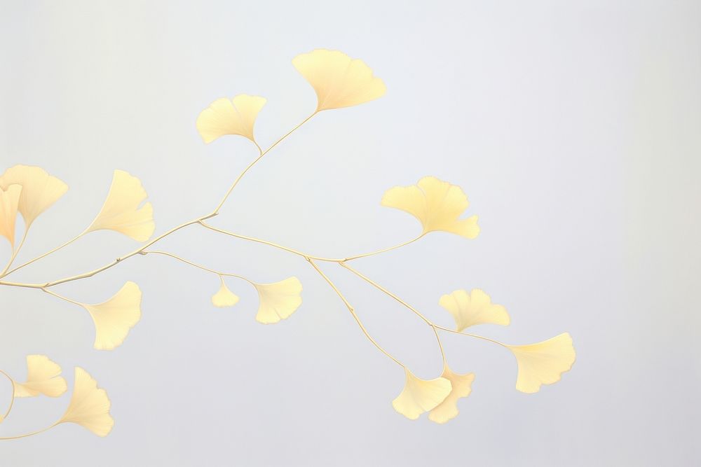 Painting of vintage gold gingko leaves border flower yellow plant.