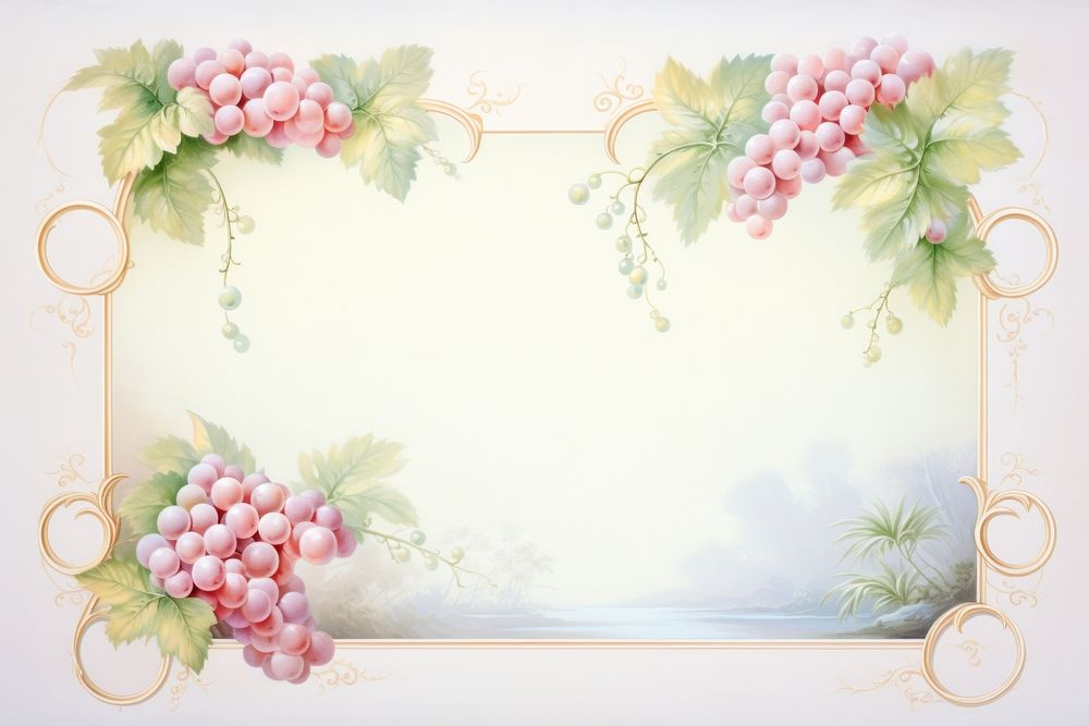 Painting of vintage grapes border pattern plant decoration.