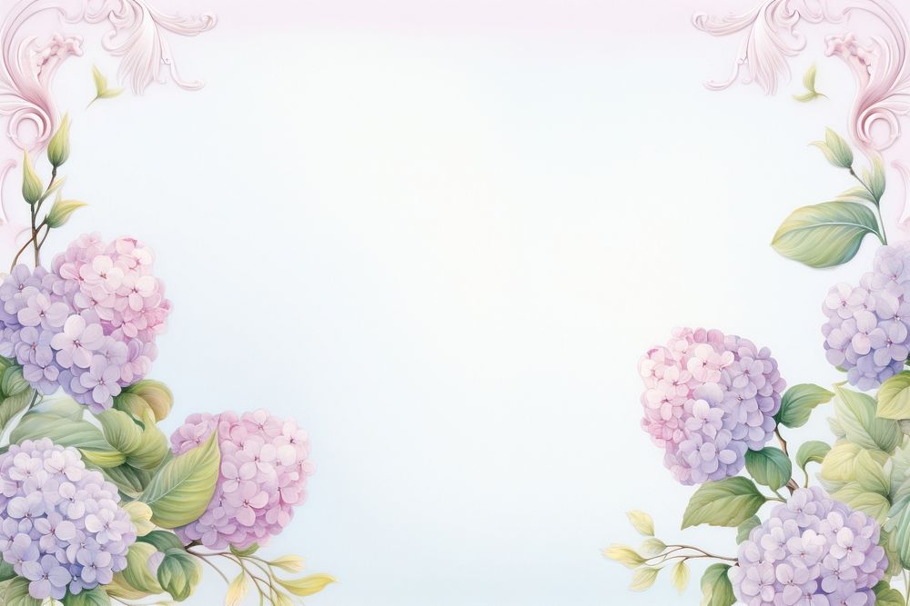 Painting of vintage hydrangea blooms border backgrounds pattern flower.