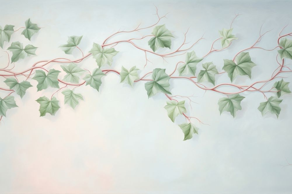 Painting of vintage ivy leaves border pattern plant leaf.