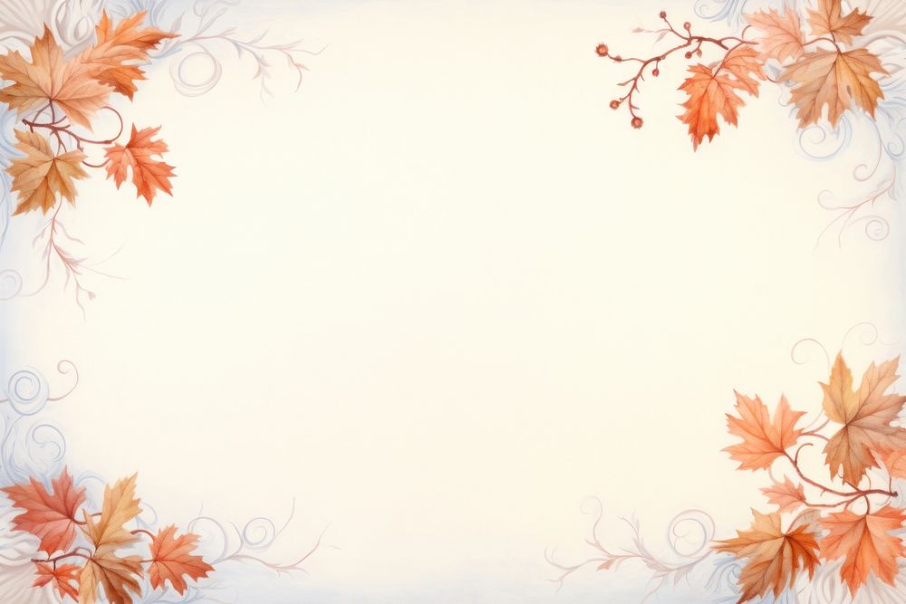 Painting of vintage maple leaves border backgrounds pattern plant.