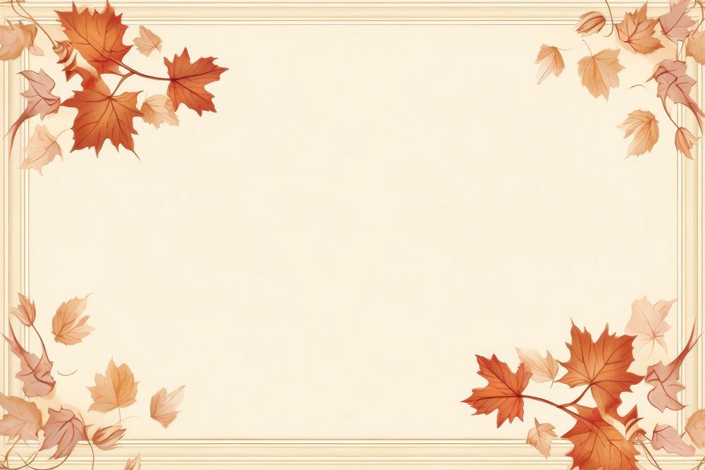 Painting of vintage maple leaves border backgrounds plant brown.