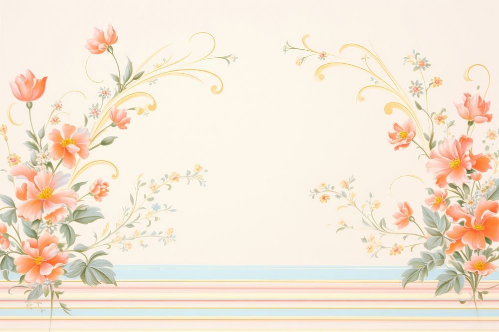 Painting of vintage marogold flowers border backgrounds pattern creativity.