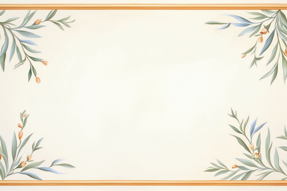 Painting of vintage olive leaves border backgrounds pattern rectangle.