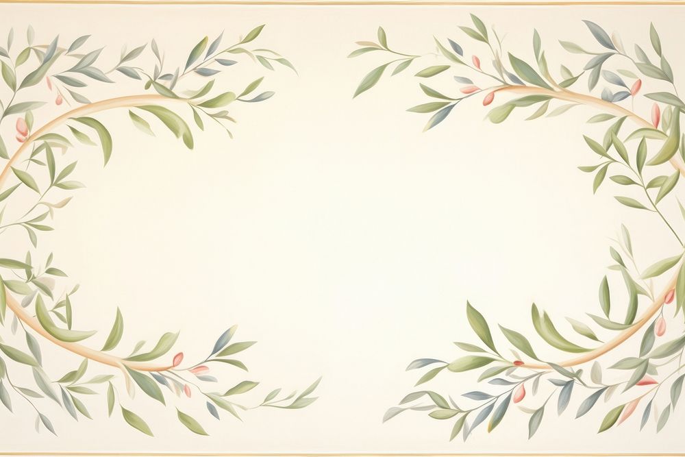 Painting of vintage olive leaves border backgrounds pattern plant.