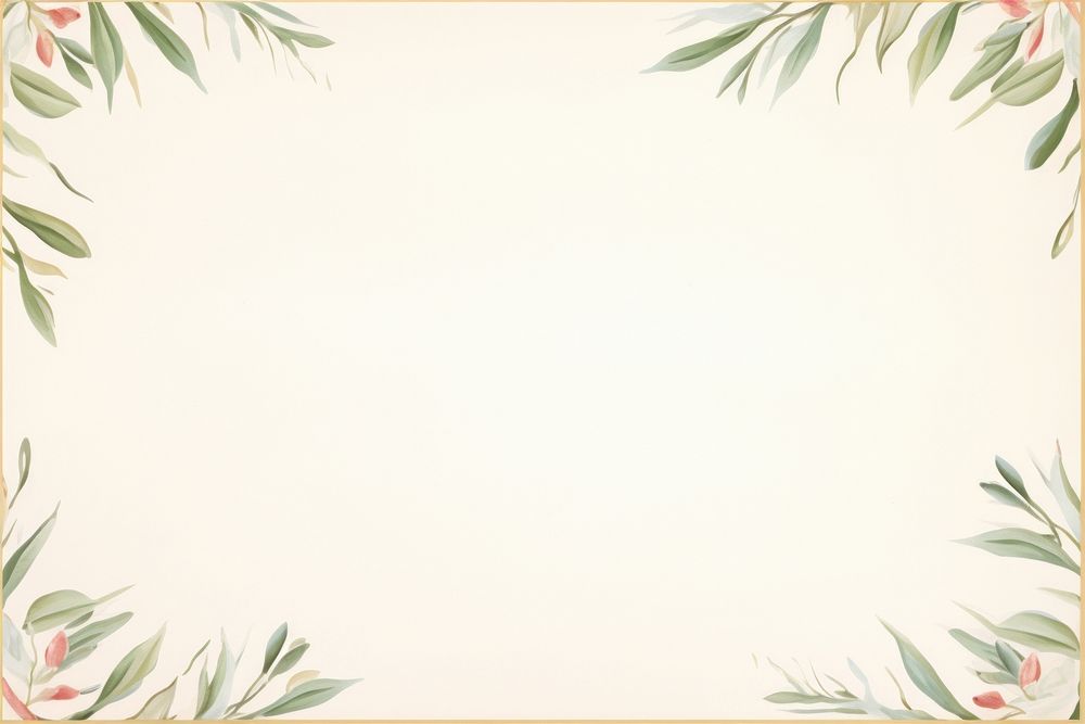 Painting of vintage olive leaves border backgrounds pattern graphics.