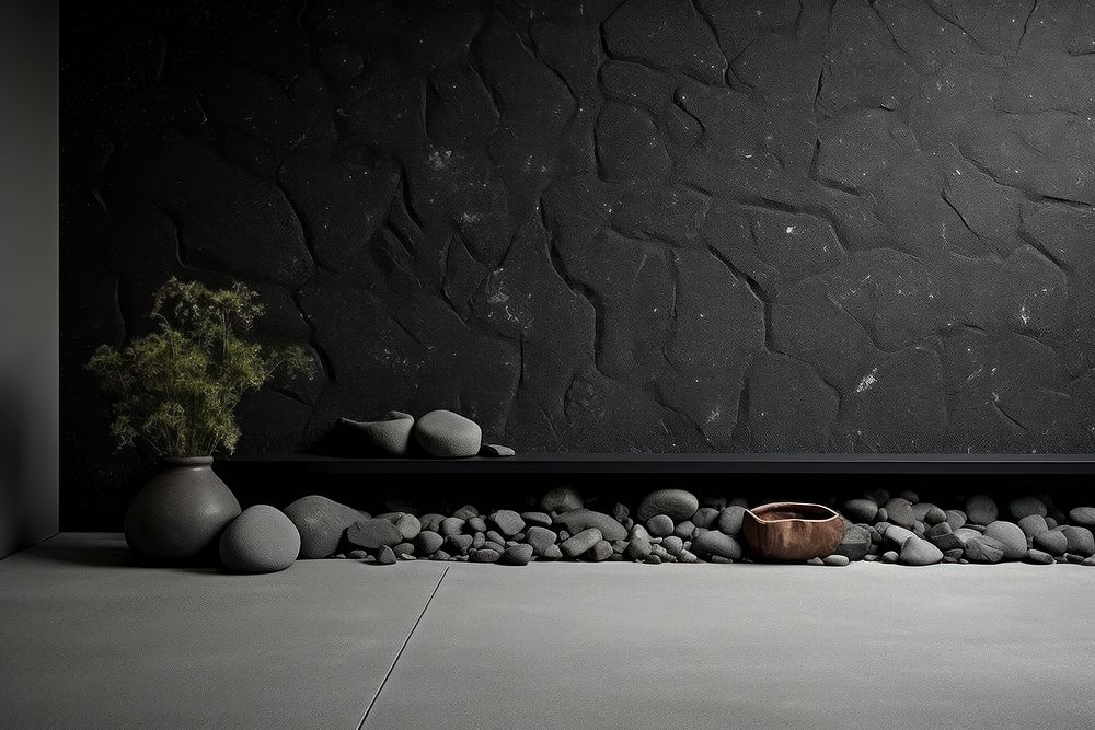 Black and gravel wall architecture floor.