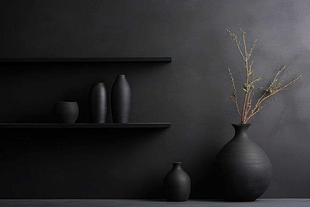 Black shelf plant vase.