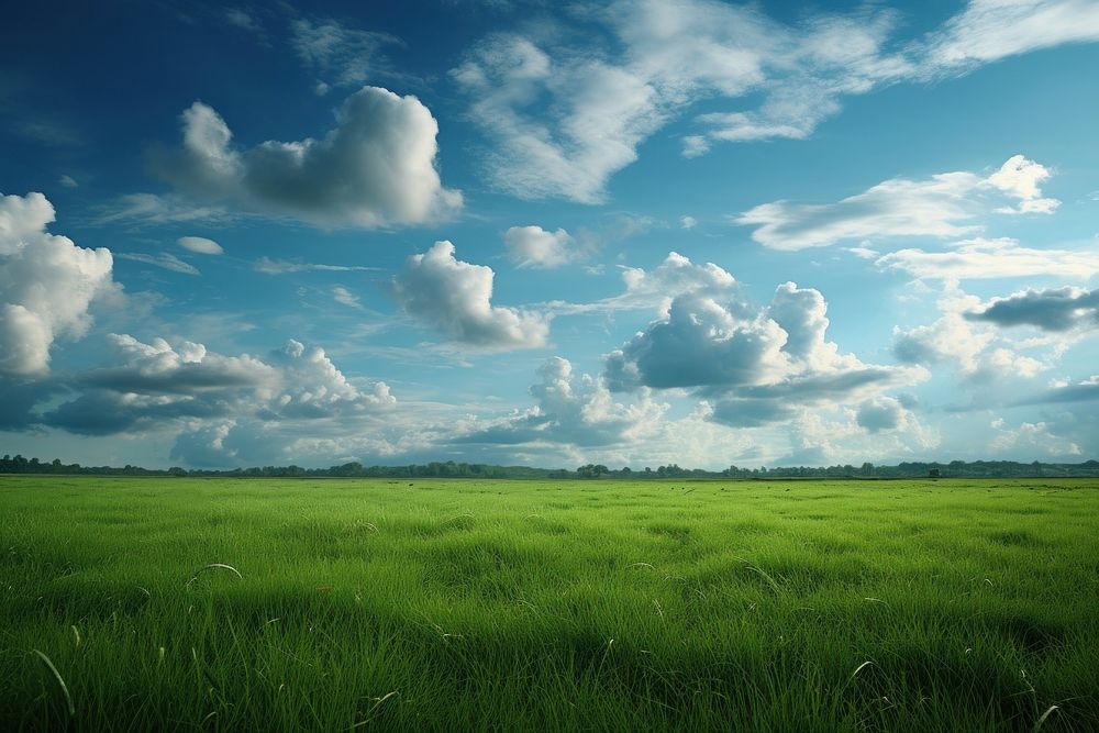 Grass field and sky landscape outdoors horizon.