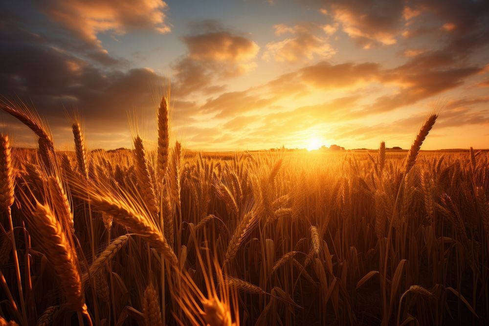 Wheat field landscape sunlight outdoors.