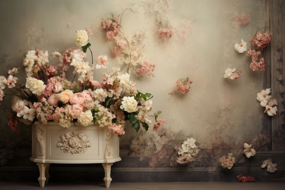 Vintage flowers plant wall art.