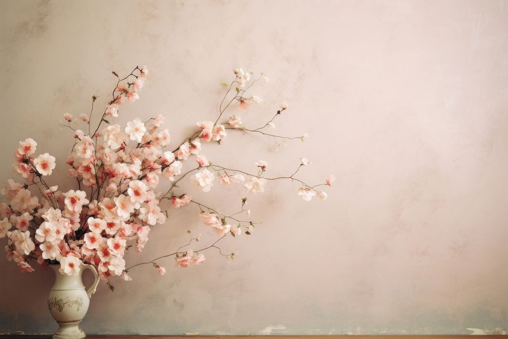 Vintage flowers blossom plant wall.
