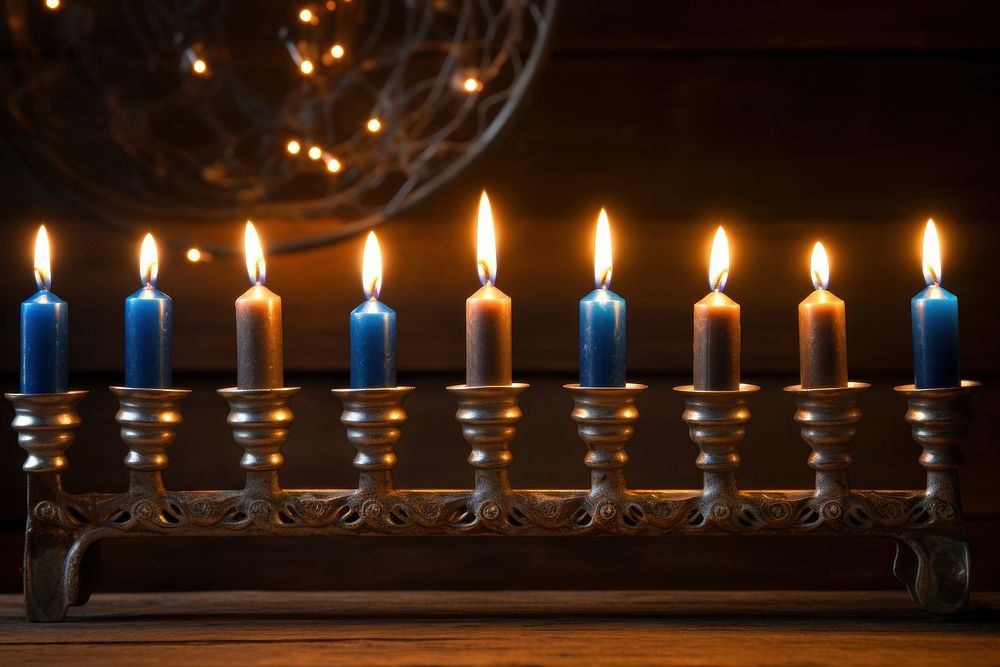 Jewish holiday Hanukkah background candle hanukkah burning.