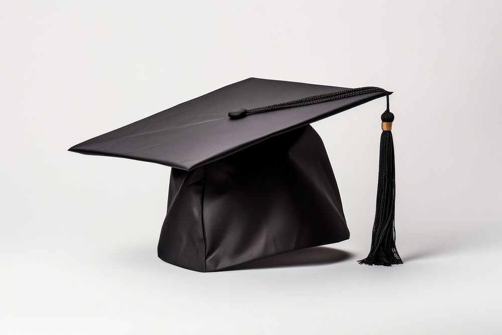 Balck graduation cap white background intelligence certificate.
