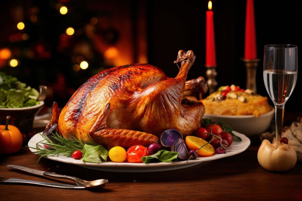 Christmas dinner look delicious Roasted Turkey roasted turkey.