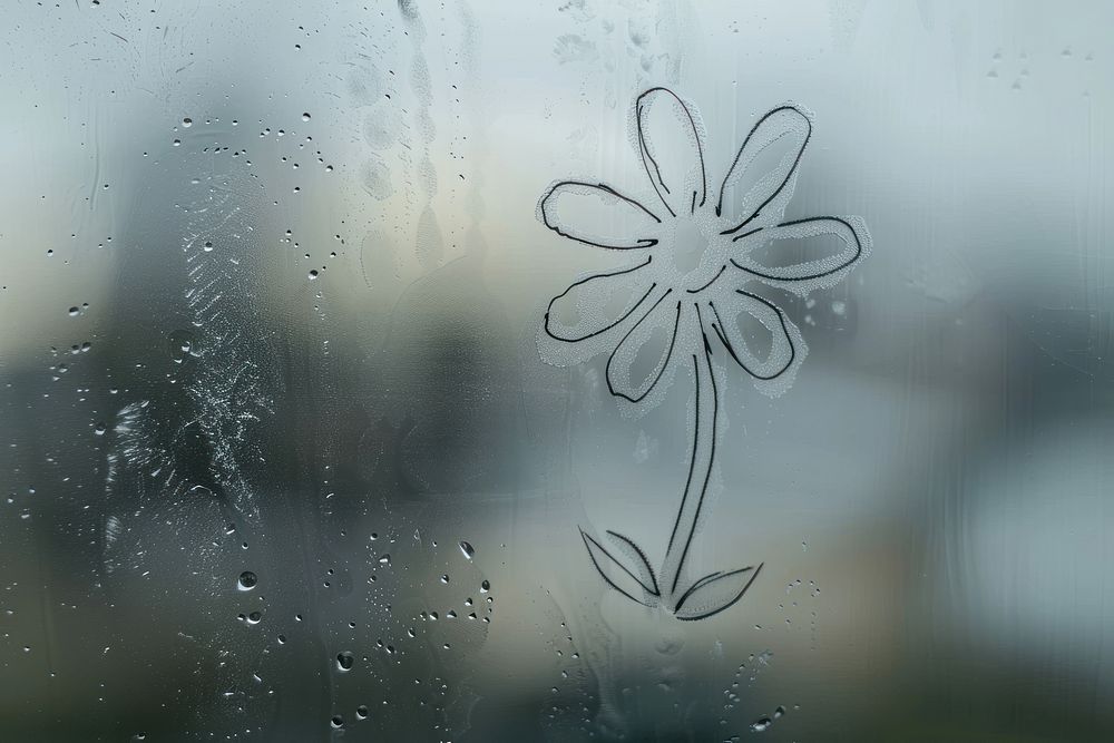 Flower outline doodle silhouette outdoors window glass.
