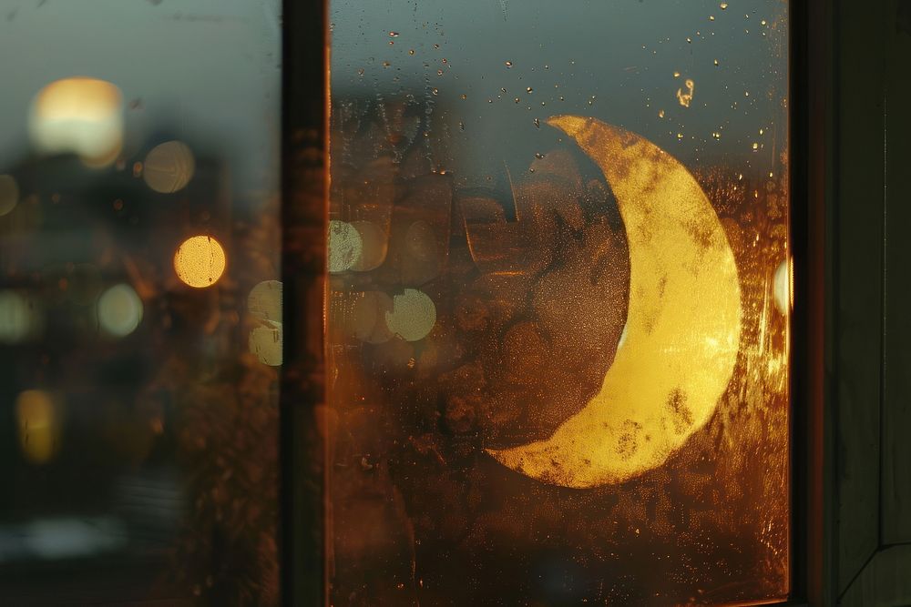Moon outline doodle silhouette astronomy window night.