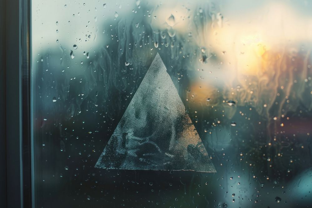 Triangle shaped doodle silhouette window glass condensation.