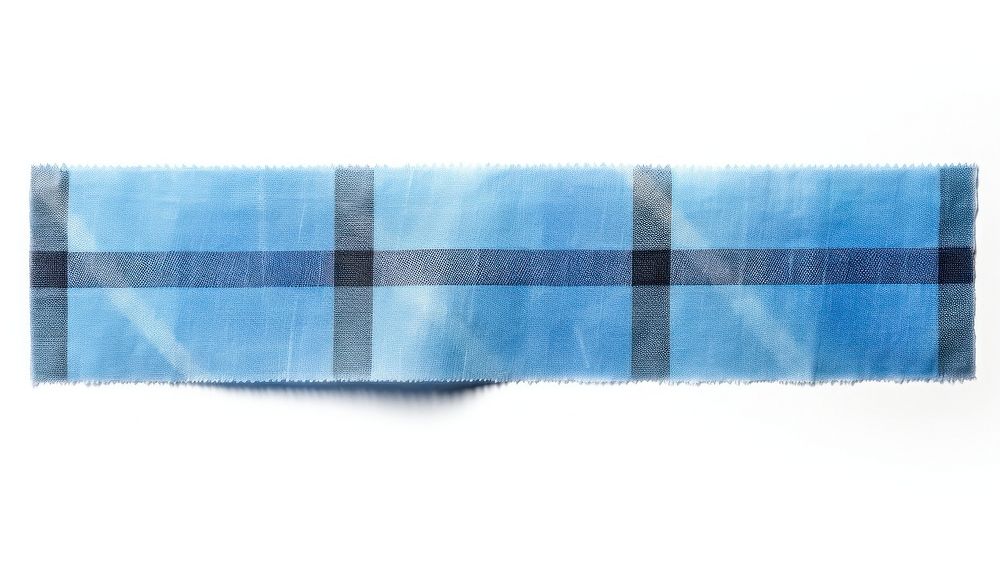 Tartan pattern adhesive strip blue white background rectangle.