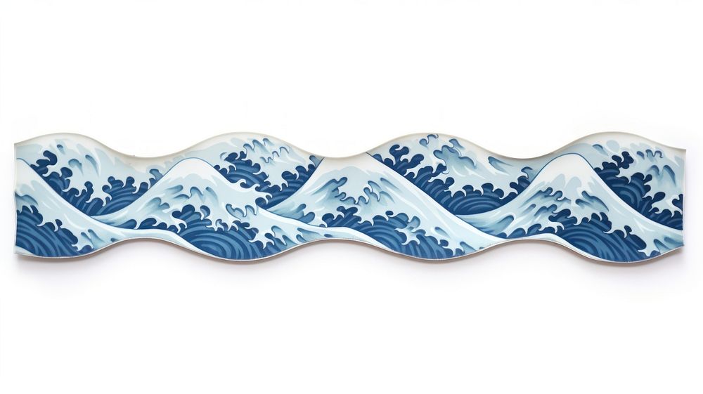 Wave pattern adhesive strip blue art white background.