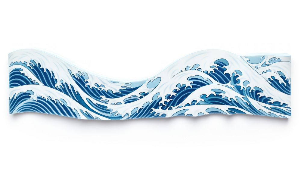 Wave pattern adhesive strip blue sea white background.